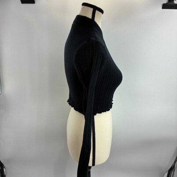 Aero The OG Tee Collection Women's Black Small Shrunken Ribbed Top - Picture 3 of 6